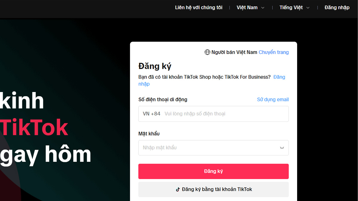 cách làm tiếp thị liên kết TikTok với người bán hàng - bước 1